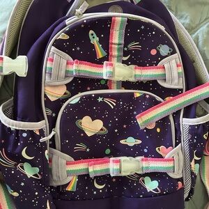 Pottery Barn Kids Purple Space Backpack with Rainbow Straps